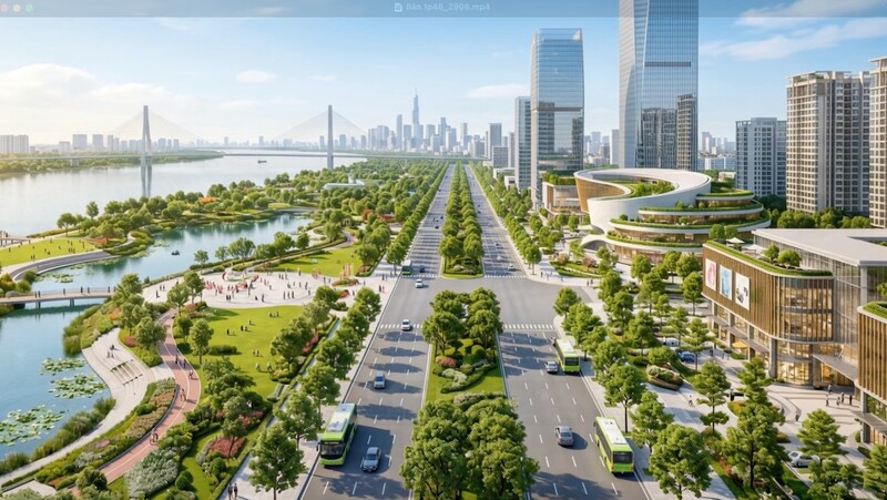 Hà Nội vừa công bố Quy hoạch tổng thể Thủ đô Hà Nội tầm nhìn 100 năm, sáng 29/6. Hình ảnh mô phỏng