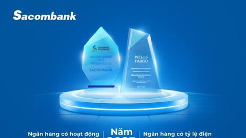 Sacombank liên tiếp nhận giải thưởng quốc tế nhờ thanh toán xuất sắc