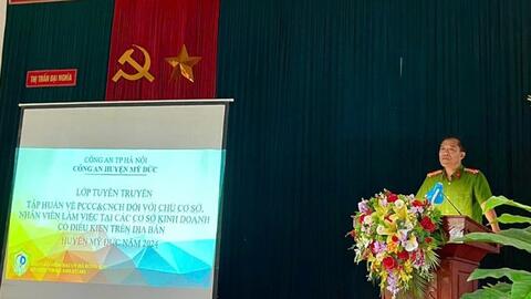 Công an huyện Mỹ Đức tập huấn phòng cháy cho các hộ kinh doanh