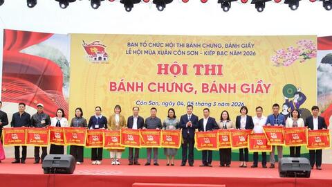 Hải Phòng sôi nổi Hội thi bánh chưng, bánh giầy tại Côn Sơn, Kiếp Bạc