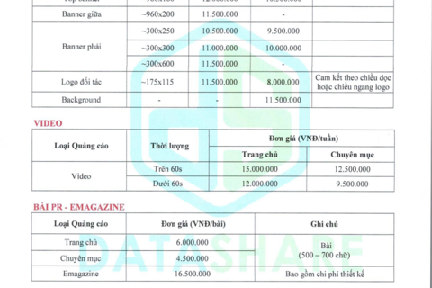 Báo giá quảng cáo năm 2026