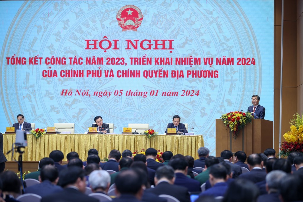 Phó Thủ tướng Lê Minh Khái: Năm 2023, tăng trưởng kinh tế của Việt Nam thuộc nhóm cao trong khu vực và thế giới, nâng quy mô nền kinh tế lên khoảng 430 tỷ USD. Ảnh VGP/Nhật Bắc