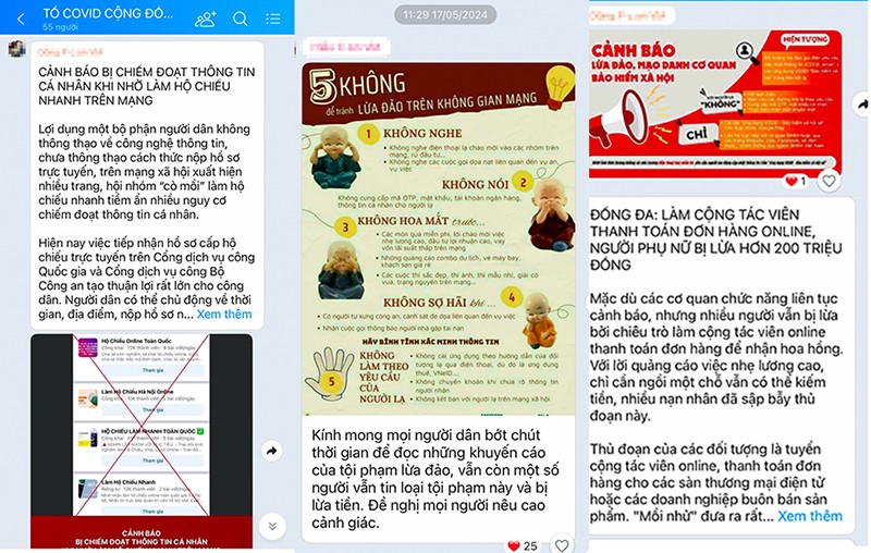 Các thông tin cảnh báo lừa đảo được tuyên truyền đến người dân phường Văn Miếu qua các nhóm Zalo tổ COVID cộng đồng