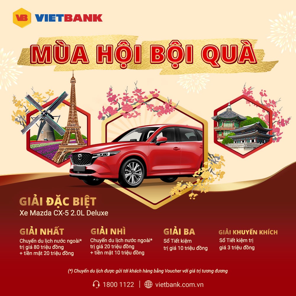 “Mưa” quà tặng hơn 3 tỷ đồng dành cho khách hàng Vietbank