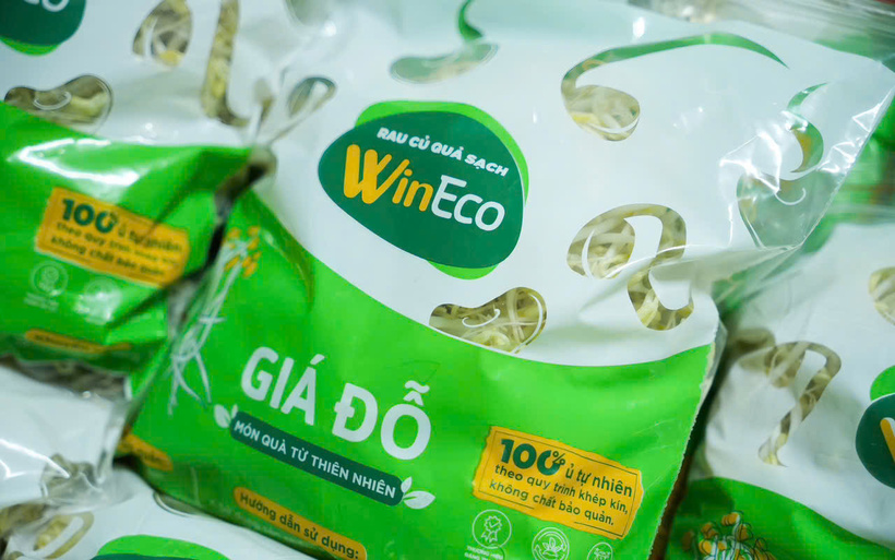 Giá đỗ WinEco đóng gói tại nguồn, có thể truy xuất lô sản xuất và hạn sử dụng, phân phối toàn hệ thống WinMart/WinMart+.