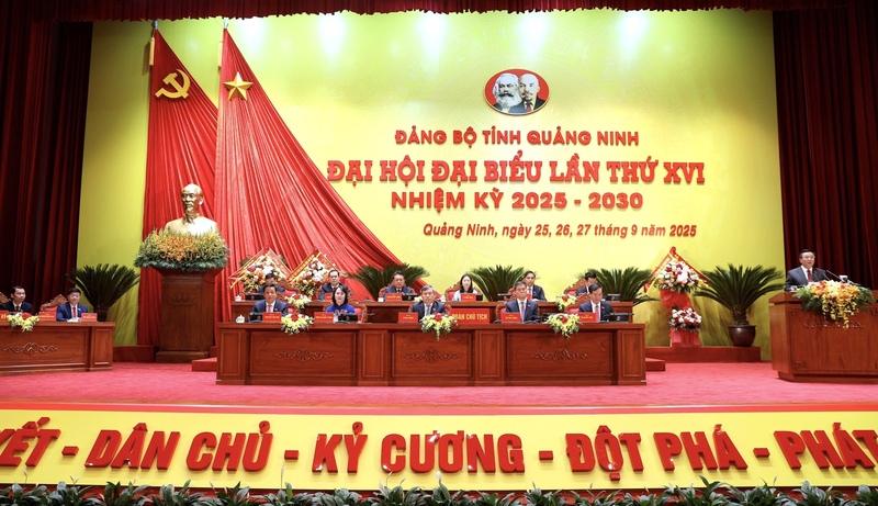 Khai mạc Đại hội đại biểu Đảng bộ tỉnh Quảng Ninh lần thứ XVI, nhiệm kỳ 2025-2030. Ảnh: Tỉnh Quảng Ninh