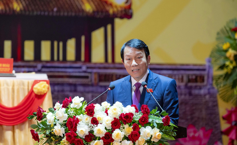 Đại tướng Lương Tam Quang - Ủy viên Bộ Chính trị, Bộ trưởng Bộ Công an phát biểu chỉ đạo tại Đại hội đại biểu Đảng bộ thành phố Huế lần thứ XVII, nhiệm kỳ 2025 – 2030. Ảnh: Nguyễn Tuấn
