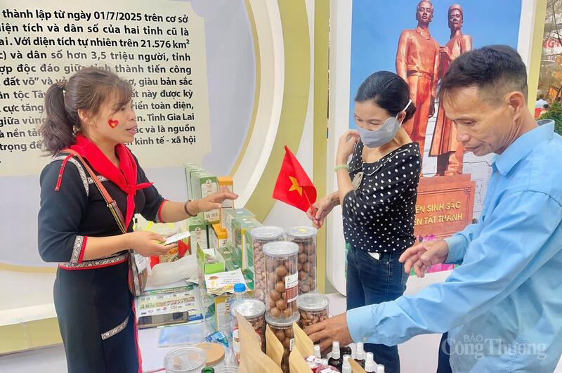 Bột chuối xanh là một trong những sản phẩm tiêu biểu của tỉnh Gia Lai trưng bày tại Triển lãm 80 năm thành tựu Đất nước. Ảnh: Bích Thu