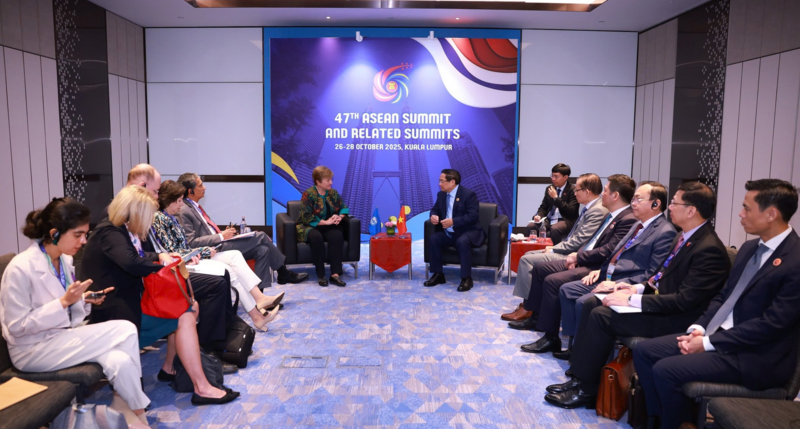 Tổng Giám đốc IMF đánh giá cao quyết tâm và các biện pháp của Chính phủ Việt Nam nhằm ứng phó với những thách thức của kinh tế, tài chính toàn cầu. Ảnh: VGP/Nhật Bắc