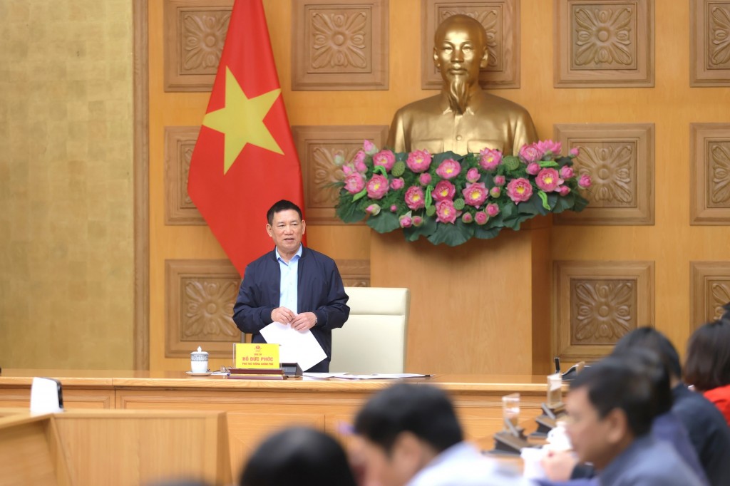 Phó Thủ tướng đề nghị các bộ, ngành, địa phương khẩn trương triển khai các giải pháp khắc phục hậu quả thiên tai, khôi phục sản xuất, kinh doanh sau mưa lũ - Ảnh: VGP/Trần Mạnh