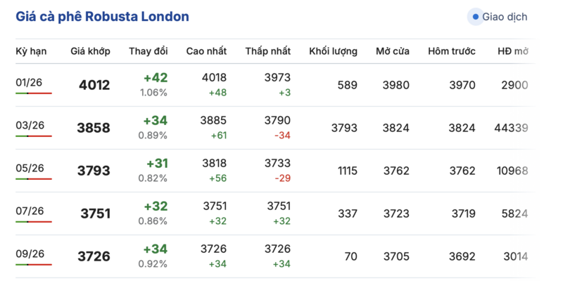 Giá cà phê hôm nay 27/12/2025: Tiếp tục tăng mạnh - 1