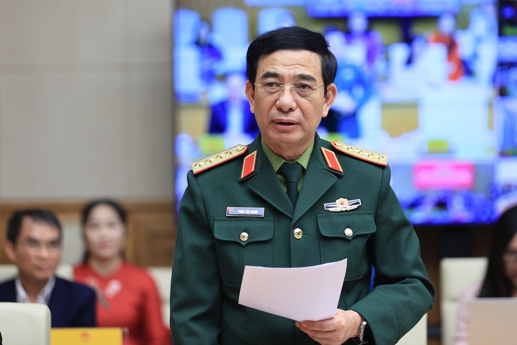 Đại tướng Phan Văn Giang, Ủy viên Bộ Chính trị, Bộ trưởng Bộ Quốc phòng phát biểu - Ảnh: VGP/Nhật Bắc