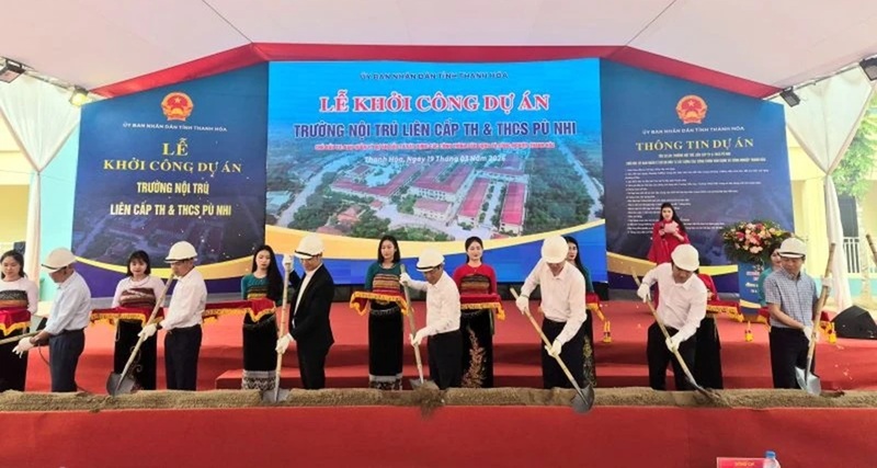 Dự án Trường nội trú liên cấp Tiểu học và THCS Pù Nhi được cải tạo, nâng cấp và mở rộng trên khu đất khoảng 2,05 ha tại bản Na Tao. Ảnh: Báo và Phát thanh, truyền hình Thanh Hóa