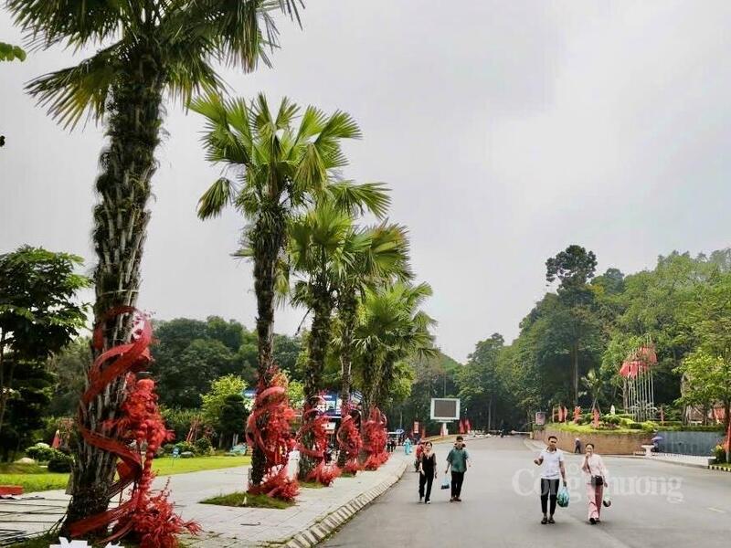 Khu di tích lịch sử Quốc gia đặc biệt Đền Hùng (tỉnh Phú Thọ) được trang hoàng rực rỡ, nối dài như những dải lụa dẫn lối về nguồn.