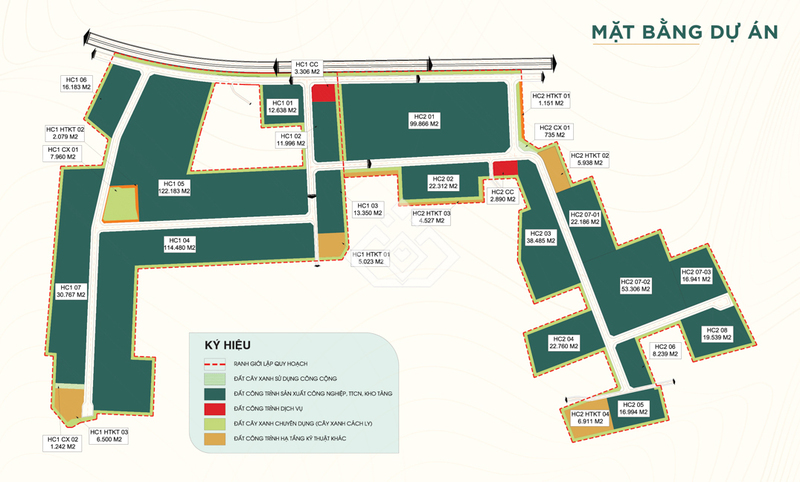Mặt bằng dự án Cụm công nghiệp Hà Châu 1 và Cụm công nghiệp Hà Châu 2.