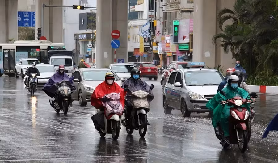 Không khí lạnh gây mưa to ở miền Bắc.