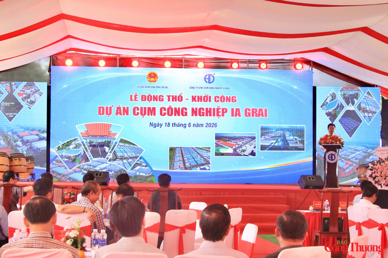 Lễ động thổ, khởi công Cụm công nghiệp Ia Grai tại xã Ia Hrung, tỉnh Gia Lai. Ảnh: Hiền Mai