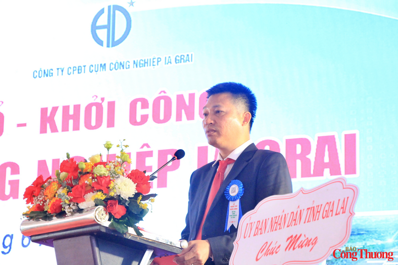 Đại diện Công ty Cổ phần Đầu tư Cụm công nghiệp Ia Grai cam kết tập trung mọi nguồn lực để triển khai dự án đúng tiến độ. Ảnh: Hiền Mai