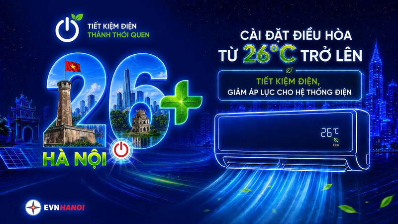Cài đặt điều hòa từ 26 độ C trở lên