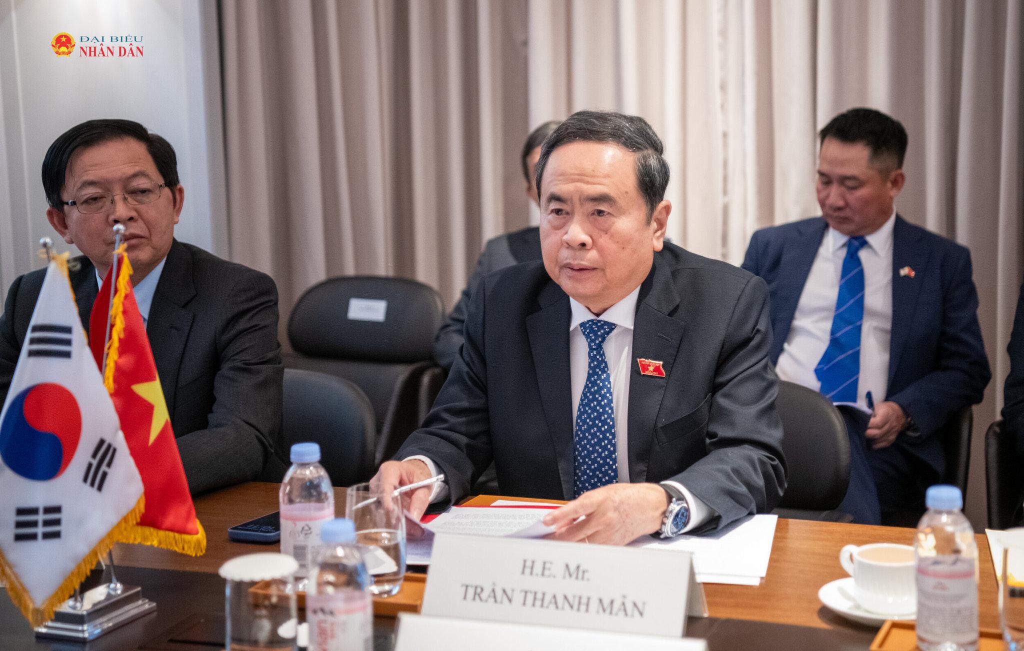 Chủ tịch Quốc hội Trần Thanh Mẫn phát biểu tại cuộc tiếp.