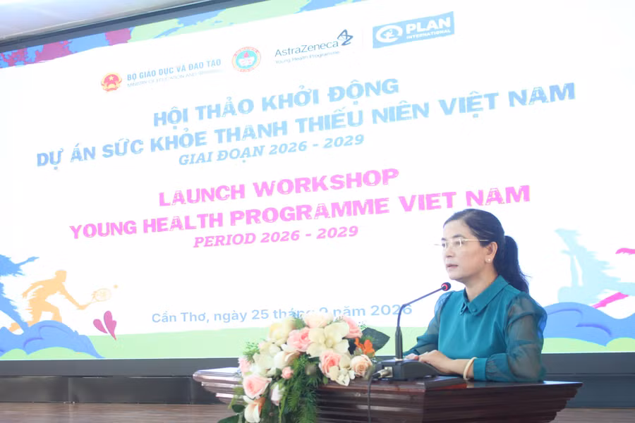 Bà Trần Thị Huyền, Giám đốc Sở GD&ĐT TP Cần Thơ phát biểu tại Hội thảo. can-tho-du-an-sk-thanh-nien-4.jpg