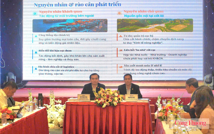 Một tham luận chỉ ra các rào cản phát triển tại hội thảo.